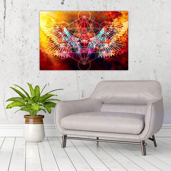 Slika - Merkaba s krili, abstrakcija (90x60 cm)