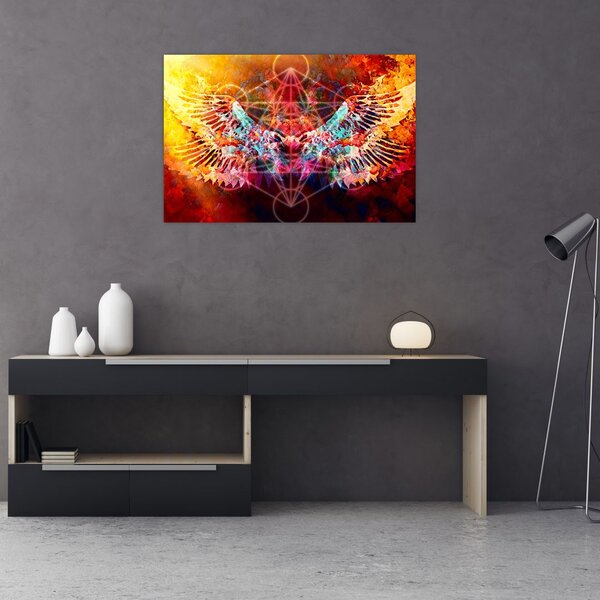 Slika - Merkaba s krili, abstrakcija (90x60 cm)