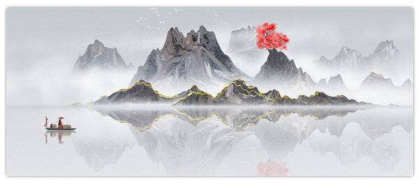 Slika - Gore v megli (120x50 cm)