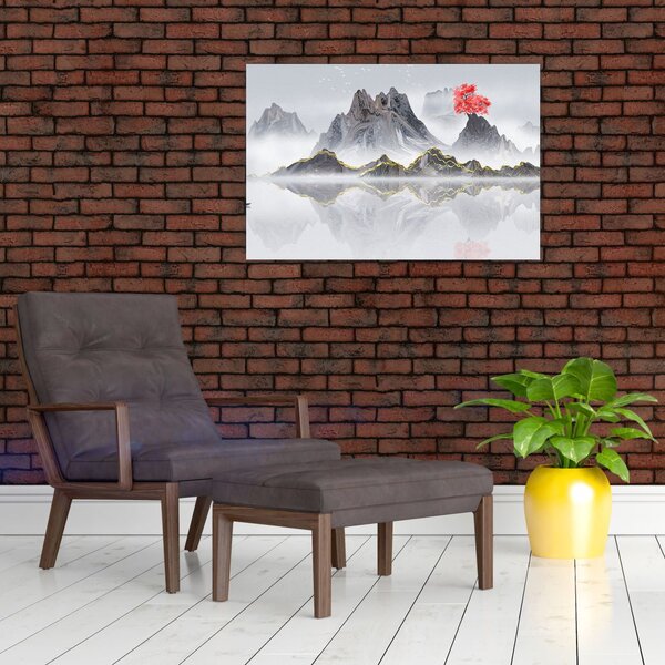 Slika - Gore v megli (90x60 cm)