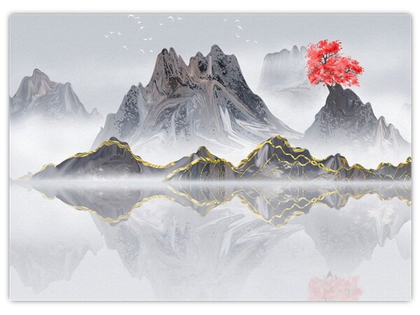 Slika - Gore v megli (70x50 cm)