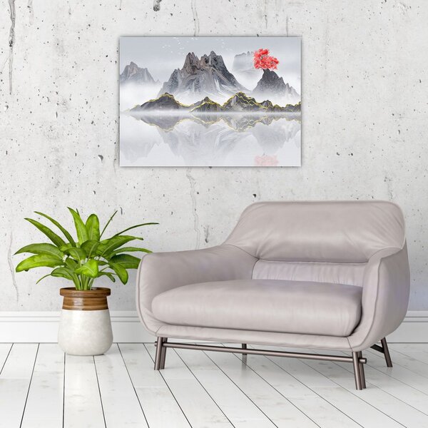 Slika - Gore v megli (70x50 cm)