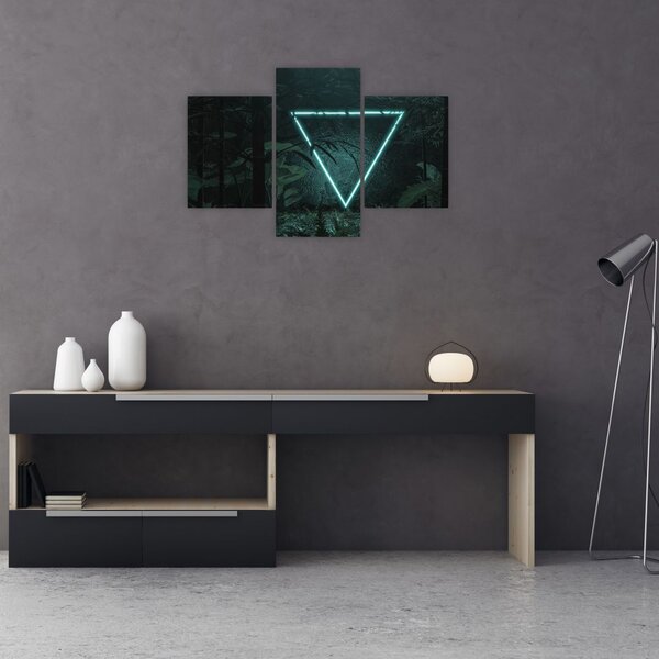 Slika - Neonski trikotnik v džungli (90x60 cm)