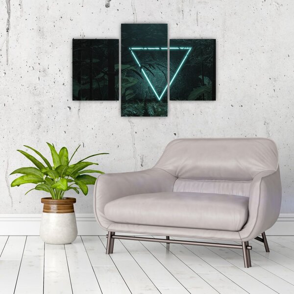 Slika - Neonski trikotnik v džungli (90x60 cm)