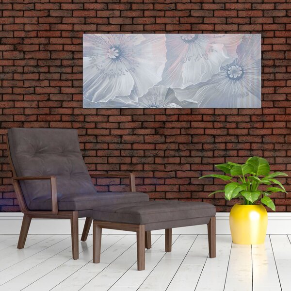 Slika - Modre rože na steni (120x50 cm)
