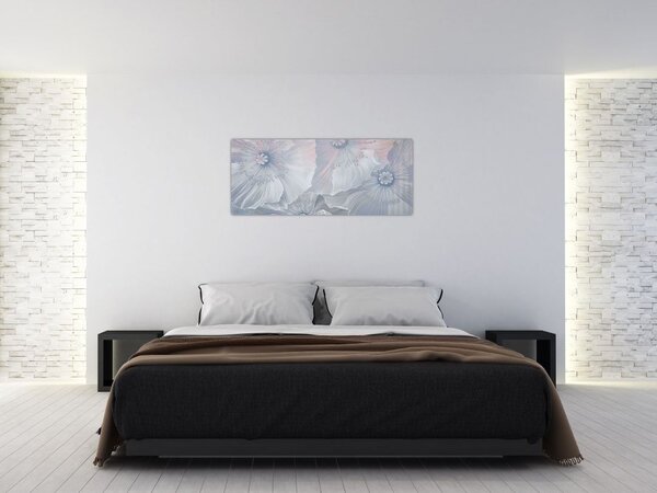 Slika - Modre rože na steni (120x50 cm)