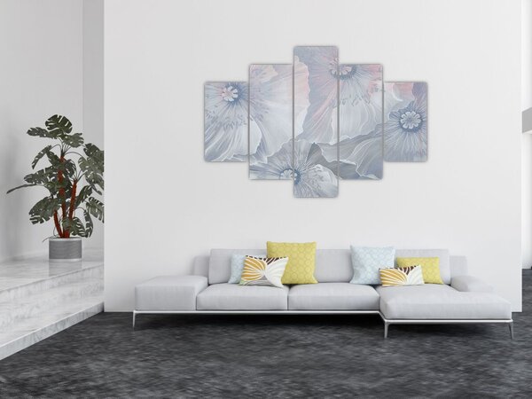 Slika - Modre rože na steni (150x105 cm)