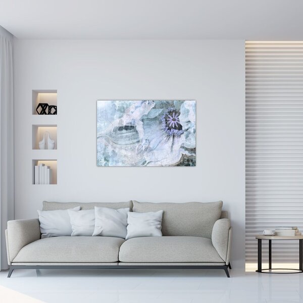 Slika - Freska s cvetjem na opečni steni (90x60 cm)