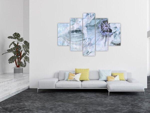 Slika - Freska s cvetjem na opečni steni (150x105 cm)
