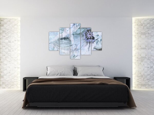 Slika - Freska s cvetjem na opečni steni (150x105 cm)