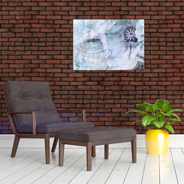 Slika - Freska s cvetjem na opečni steni (70x50 cm)