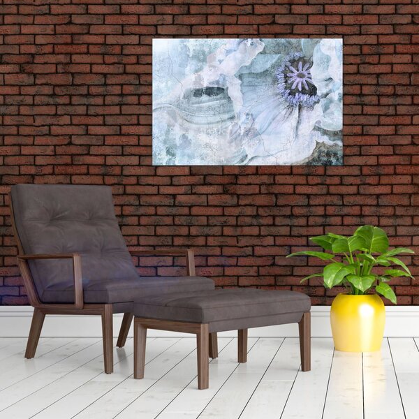 Slika - Freska s cvetjem na opečni steni (90x60 cm)