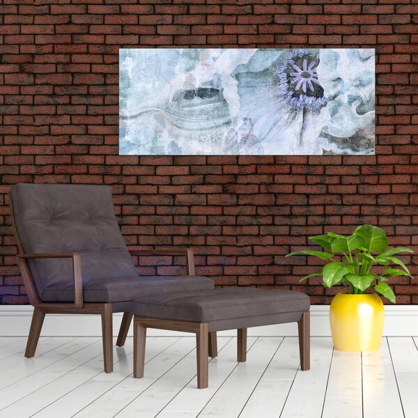 Slika - Freska s cvetjem na opečni steni (120x50 cm)