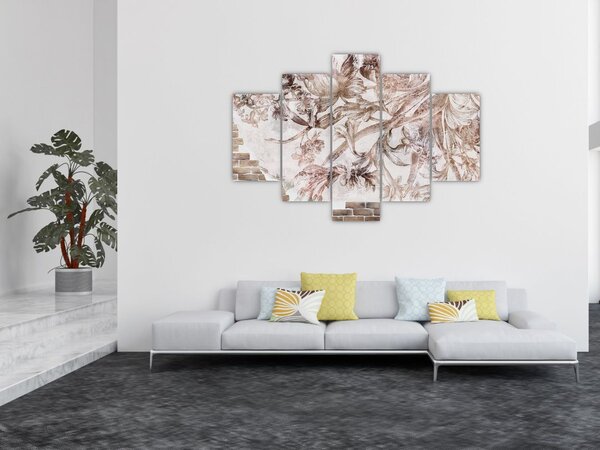 Slika - Freska s cvetjem na opečni steni (150x105 cm)