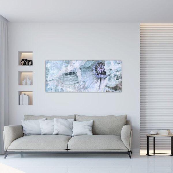 Slika - Freska s cvetjem na opečni steni (120x50 cm)