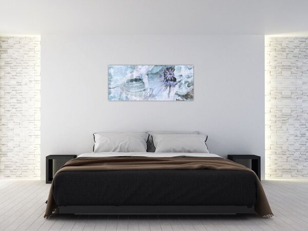 Slika - Freska s cvetjem na opečni steni (120x50 cm)