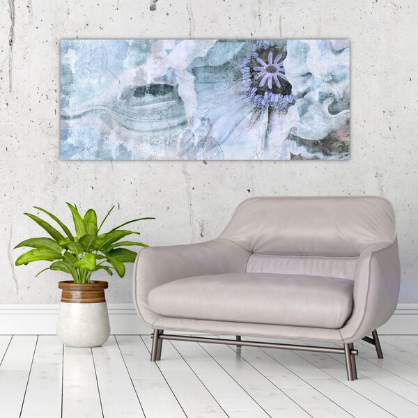 Slika - Freska s cvetjem na opečni steni (120x50 cm)