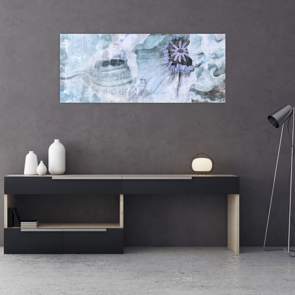 Slika - Freska s cvetjem na opečni steni (120x50 cm)