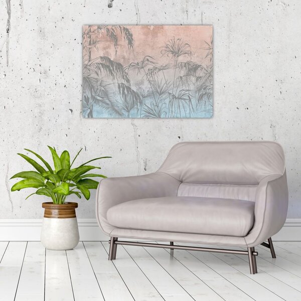 Slika - Tropske rastline na steni (70x50 cm)