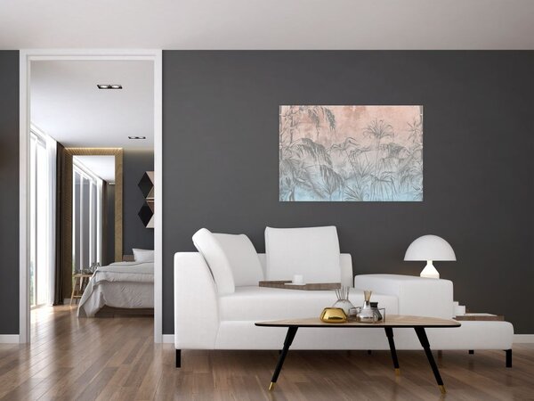 Slika - Tropske rastline na steni (90x60 cm)