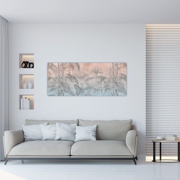 Slika - Tropske rastline na steni (120x50 cm)