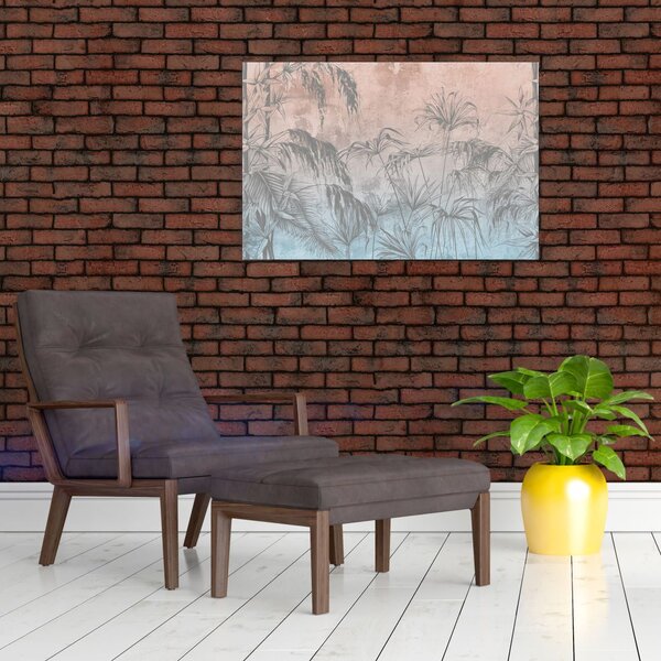 Slika - Tropske rastline na steni (90x60 cm)