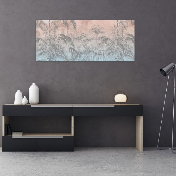 Slika - Tropske rastline na steni (120x50 cm)
