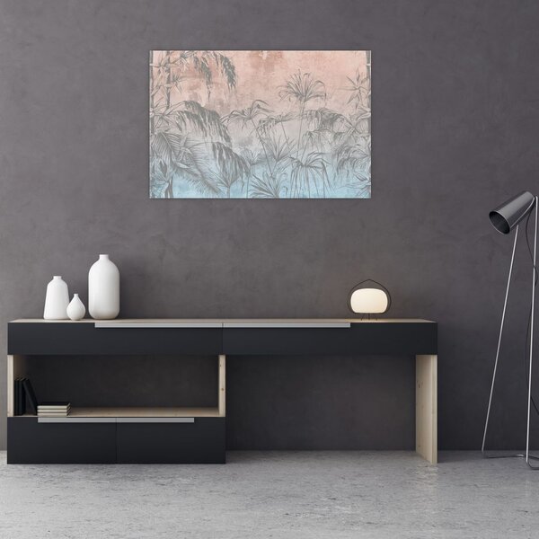 Slika - Tropske rastline na steni (90x60 cm)