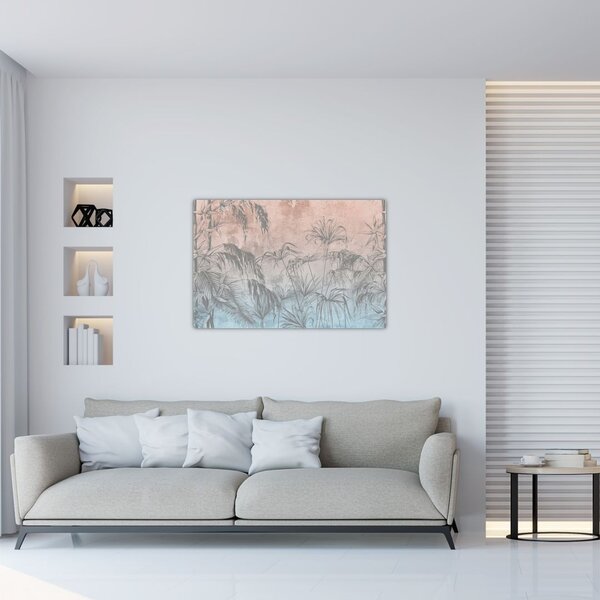 Slika - Tropske rastline na steni (90x60 cm)