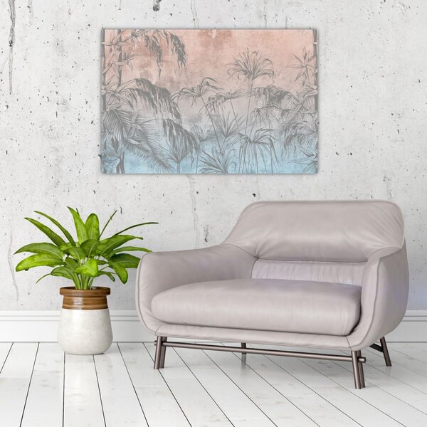 Slika - Tropske rastline na steni (90x60 cm)