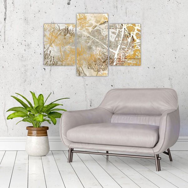 Slika - Vintage stena z rožami (90x60 cm)