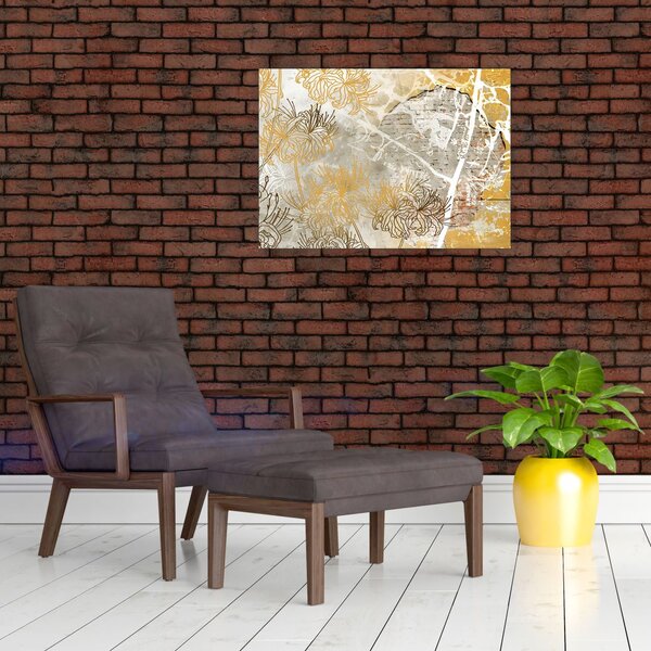 Slika - Vintage stena z rožami (70x50 cm)