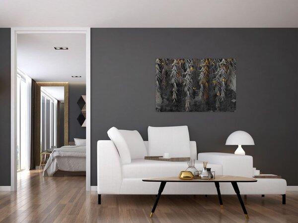 Slika - Vrbove vejice na črnem ozadju (90x60 cm)
