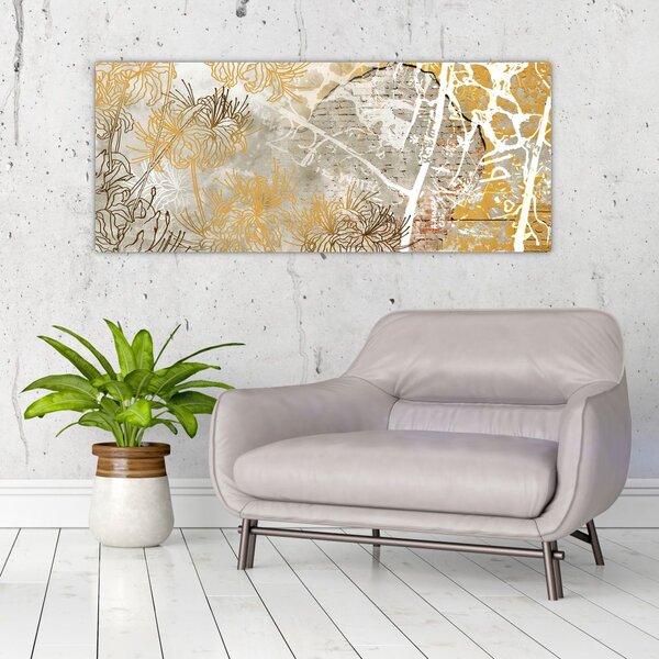 Slika - Vintage stena z rožami (120x50 cm)