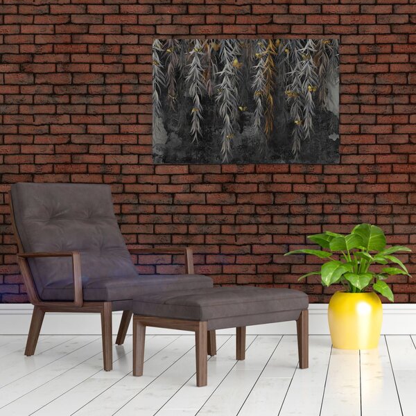 Slika - Vrbove vejice na črnem ozadju (90x60 cm)