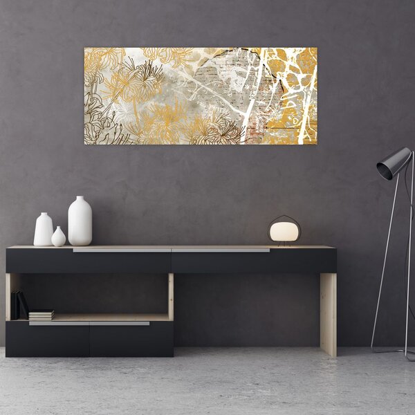 Slika - Vintage stena z rožami (120x50 cm)