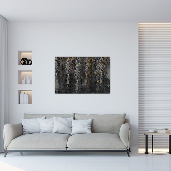 Slika - Vrbove vejice na črnem ozadju (90x60 cm)