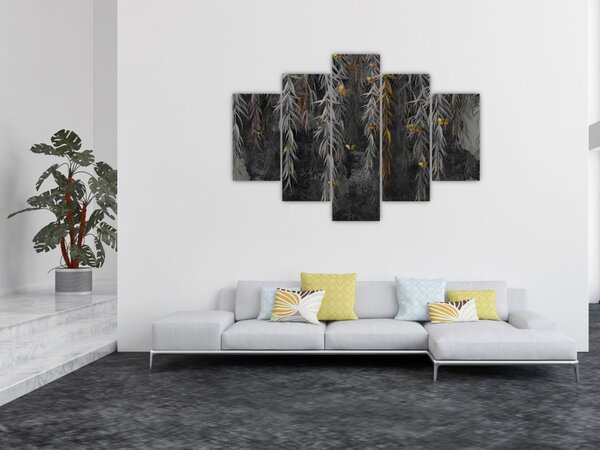 Slika - Vrbove vejice na črnem ozadju (150x105 cm)