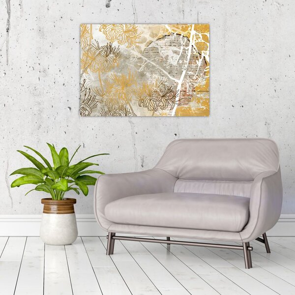 Slika - Vintage stena z rožami (70x50 cm)