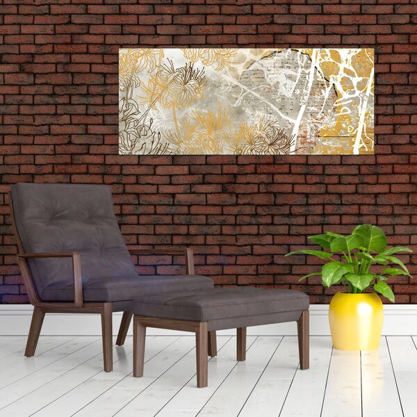Slika - Vintage stena z rožami (120x50 cm)