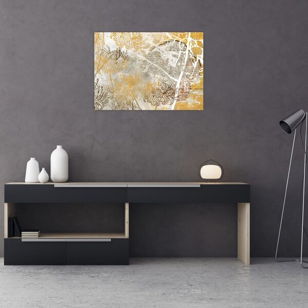Slika - Vintage stena z rožami (70x50 cm)