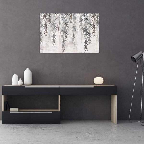 Slika - Vrbove vejice v sivem ometu (90x60 cm)