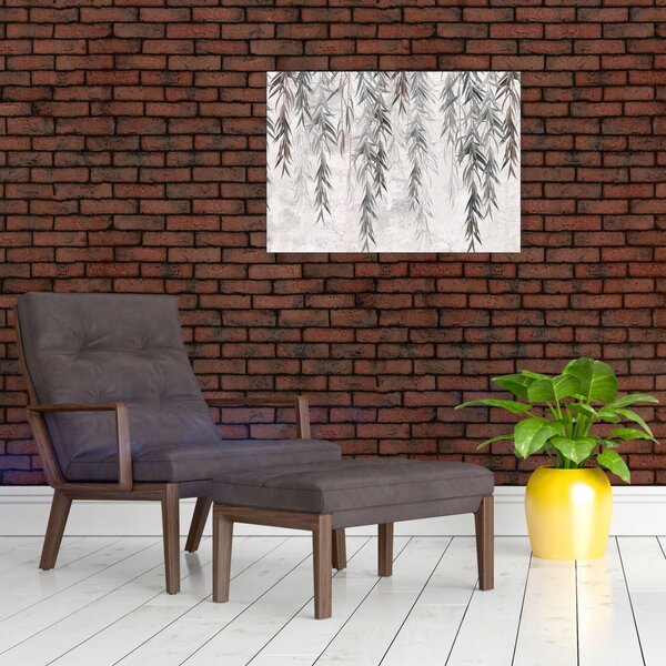 Slika - Vrbove vejice v sivem ometu (70x50 cm)