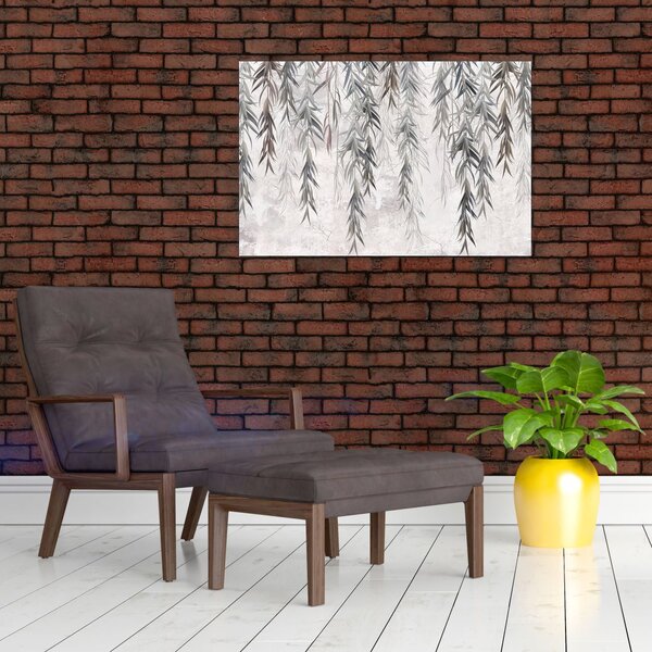 Slika - Vrbove vejice v sivem ometu (90x60 cm)