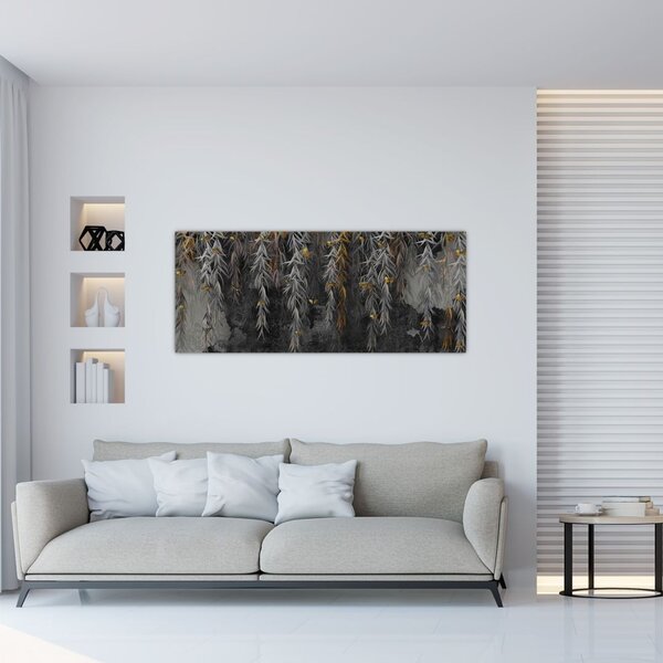 Slika - Vrbove vejice na črnem ozadju (120x50 cm)