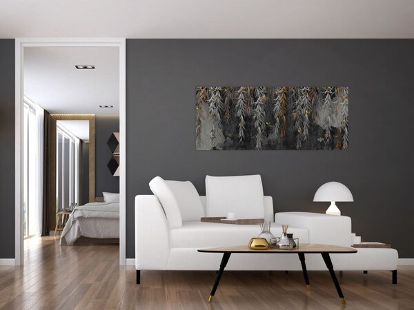 Slika - Vrbove vejice na črnem ozadju (120x50 cm)