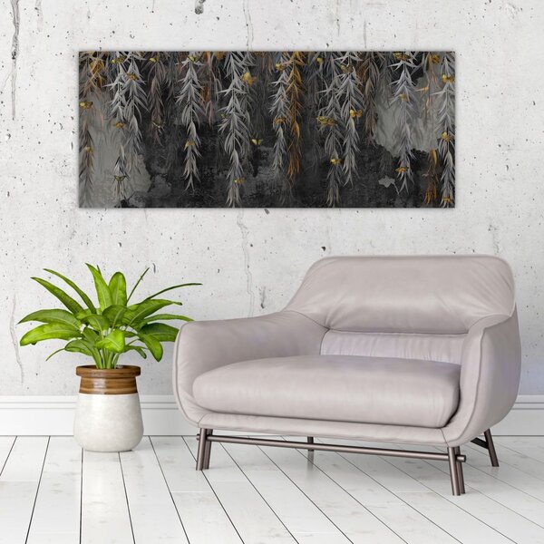 Slika - Vrbove vejice na črnem ozadju (120x50 cm)