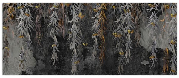 Slika - Vrbove vejice na črnem ozadju (120x50 cm)