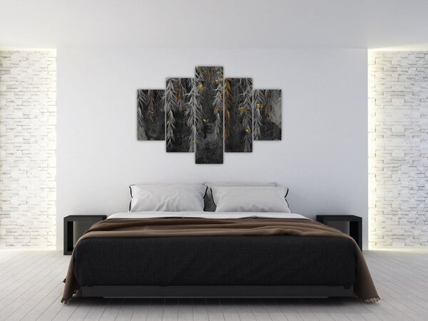 Slika - Vrbove vejice na črnem ozadju (150x105 cm)