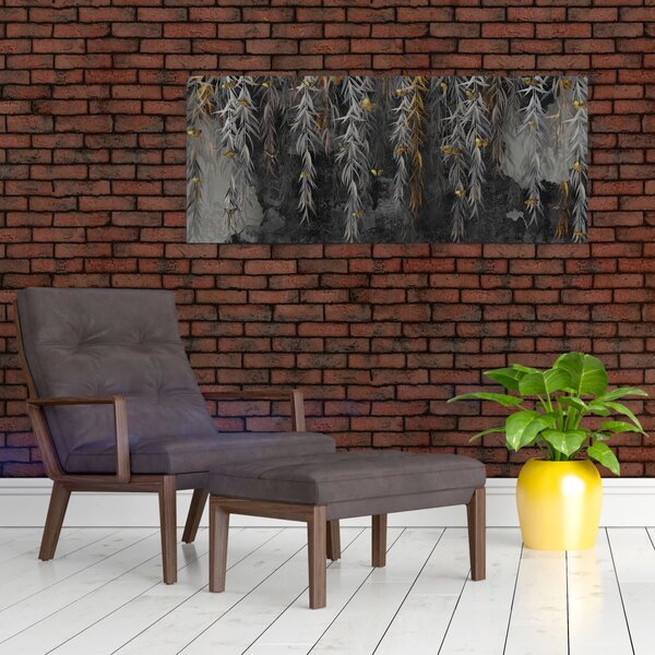 Slika - Vrbove vejice na črnem ozadju (120x50 cm)